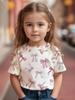 T-shirt Fille Mignon Motif Nœud d'Amour Manches Courtes pour Enfants T-shirts Graphiques Vêtements Y2k Mode Filles Pull Hauts d'Été