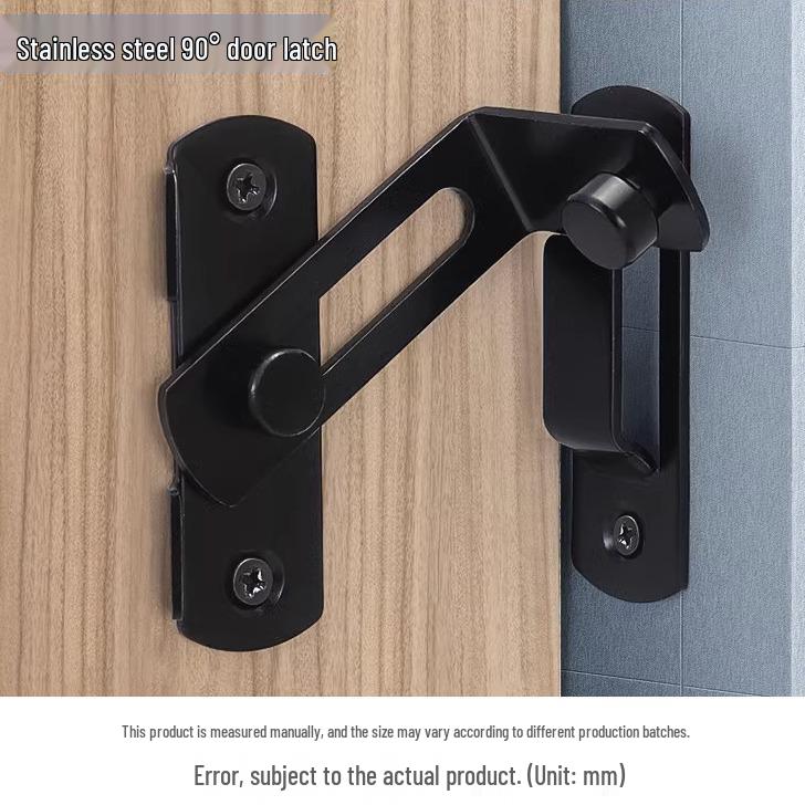 Black Stainless Steel 90° Door Latch Bolt for Home or Pet Doors