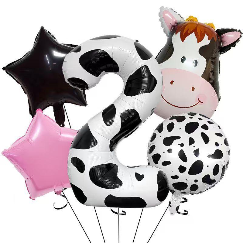 Cattle-themed Digital Balloons Set for Children's Birthday Party Decoration Balloon Set