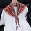 New simulated silk triangle scarf women's cashew flower small shawl neck protection silk scarf scarf fashion versatile scarf