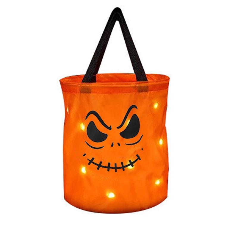 

1/3/5 PCS Foldable Pumpkin Candy Bag Trick or Treat Without Candy LED Lights Halloween Decoration Thanksgiving Party Gift Basket 1 PCS