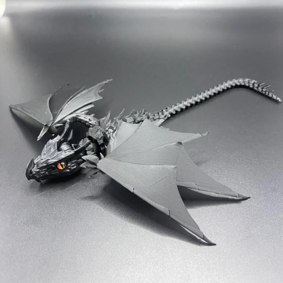 3D Printed Flying Dragon Figurine Movable Joints Winged Dragon Figure Articulated Dragon Model Fidget Toy Desktop Decoration Ornament
