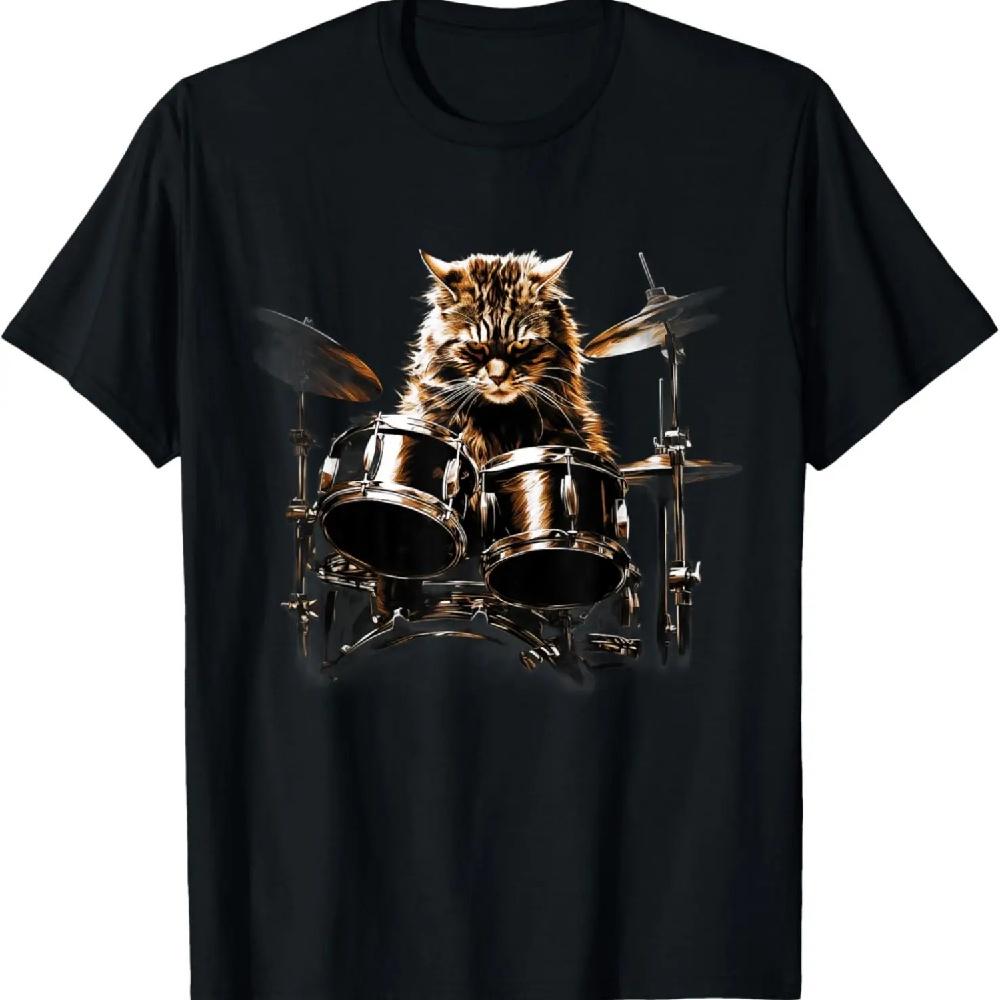

Cat playing drums I Cat music T-Shirt XXXL чёрный