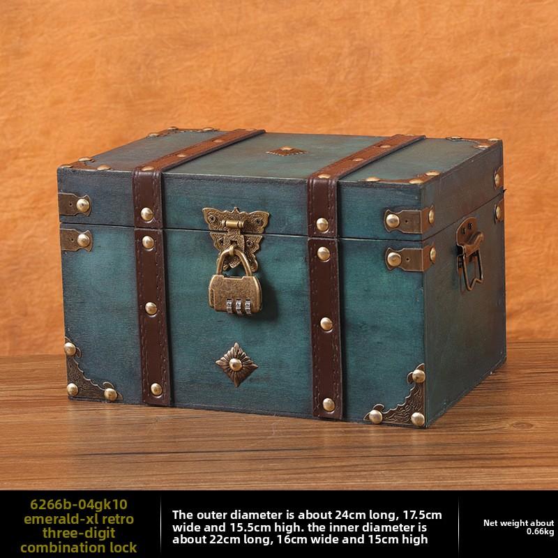 European Retro Wooden Lock Storage Box Home Storage Box Wooden Box Decorative Ornament Secret Room Escape Prop Box