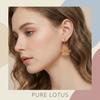 Boucles d'Oreilles Fleur de Lotus Ethniques pour Femmes Minimalistes Creuses Strass Roses Boucles d'Oreilles Créoles Fleur de Lotus Bijoux Élégants de Fête Cadeau