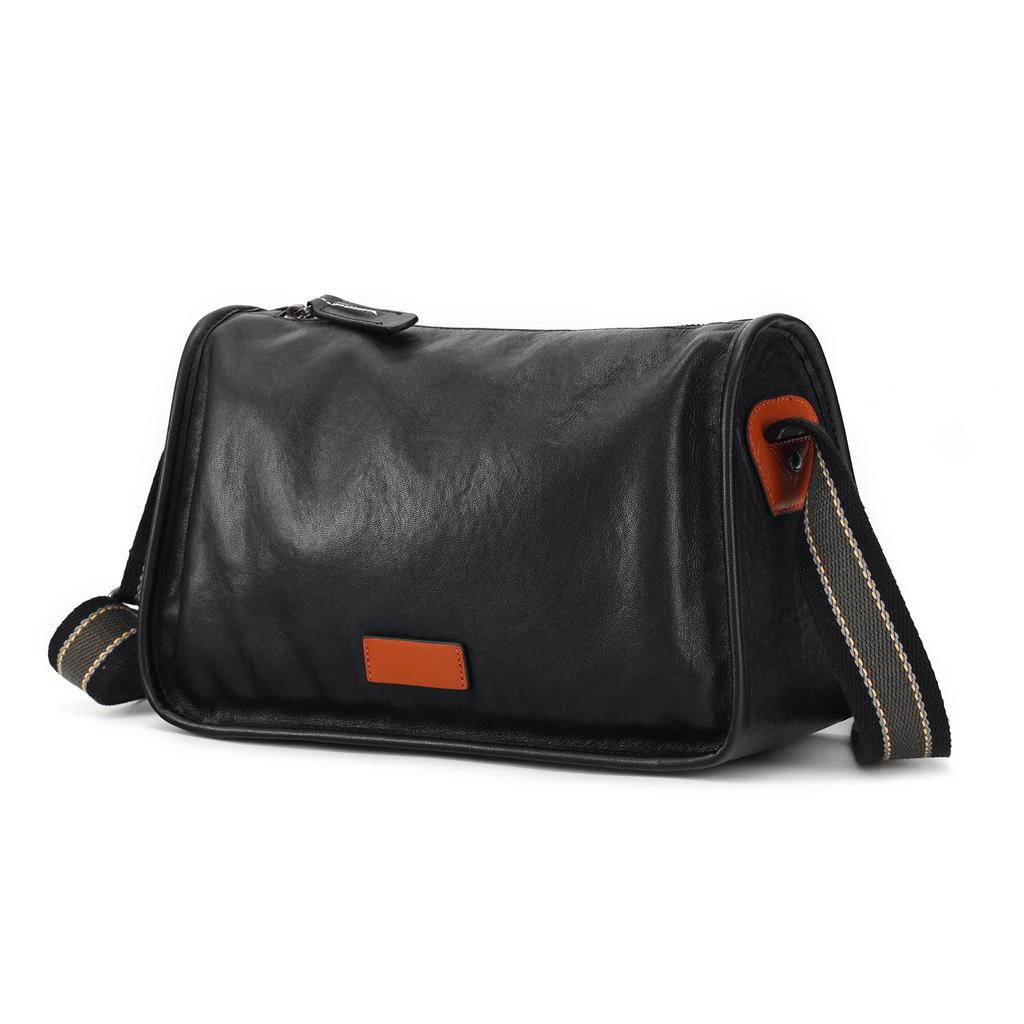 Bolsa Transversal Mensageiro Masculina de Couro Genuíno Crazy Horse