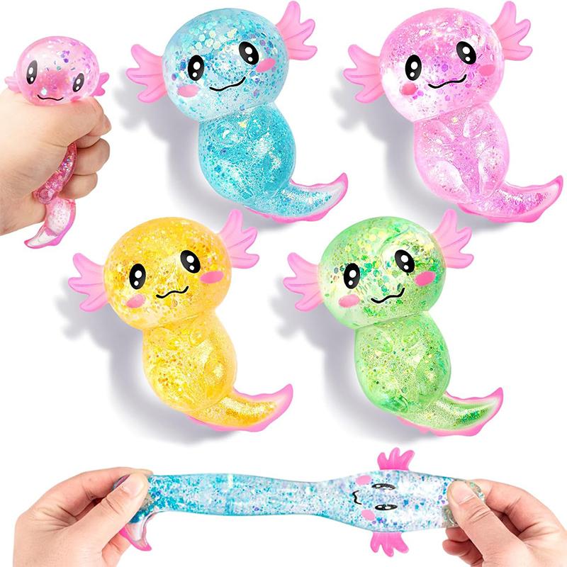 Giocattolo Axolotl Antistress Decompressione Glitterato Carino Zucchero di Malto Spremibile Giocattolo Fidget Per Adulti Bambini Regalo Festa di Compleanno