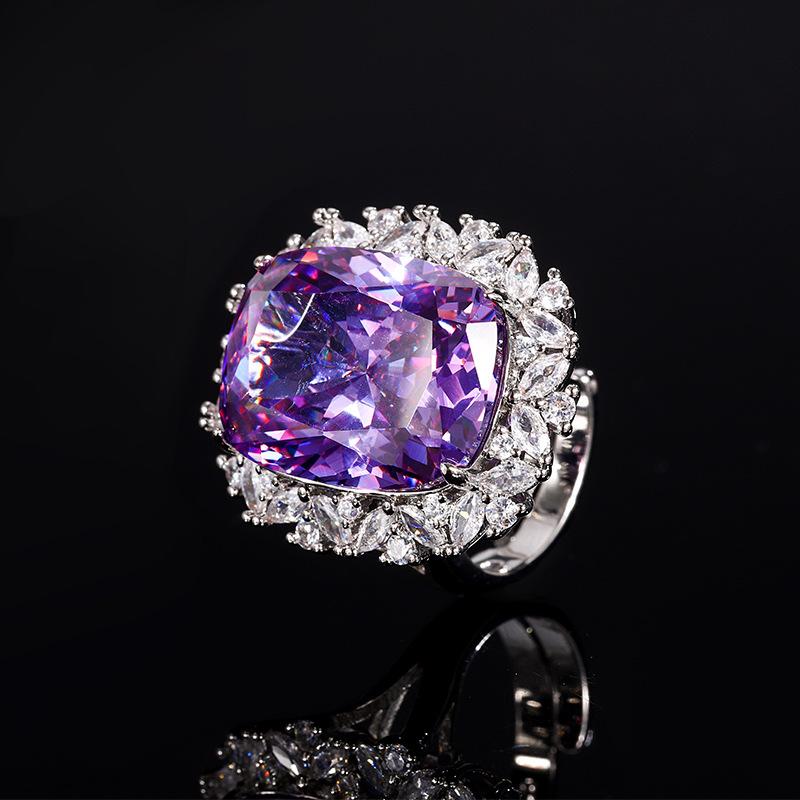 Jewelry Copper Bottom Gold-Plated Simulation Bird'S Nest Cut Purple Diamond Temperament Set 15 * 20-10 * 12