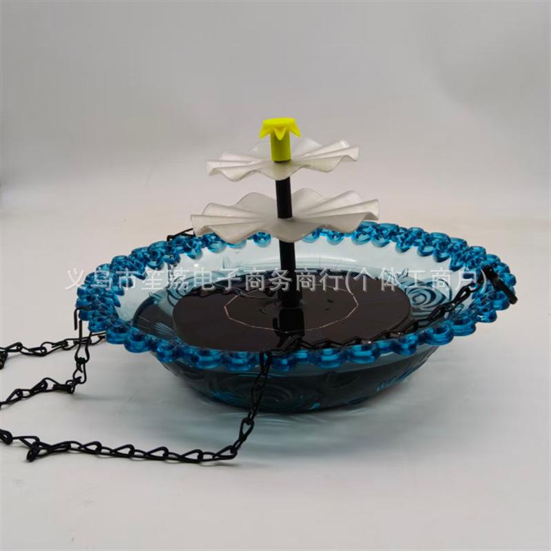 Solar Cascade Hanging Bird Bath Fountain for Bird Feeding and Bathing, Outdoor Garden Hummingbird Feeder Tray