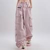 Women's Oversize High Waist Baggy Trousers  Pink Cargo Pants Vintage Harajuku Y2k Aesthetic Loose Parachute Pants