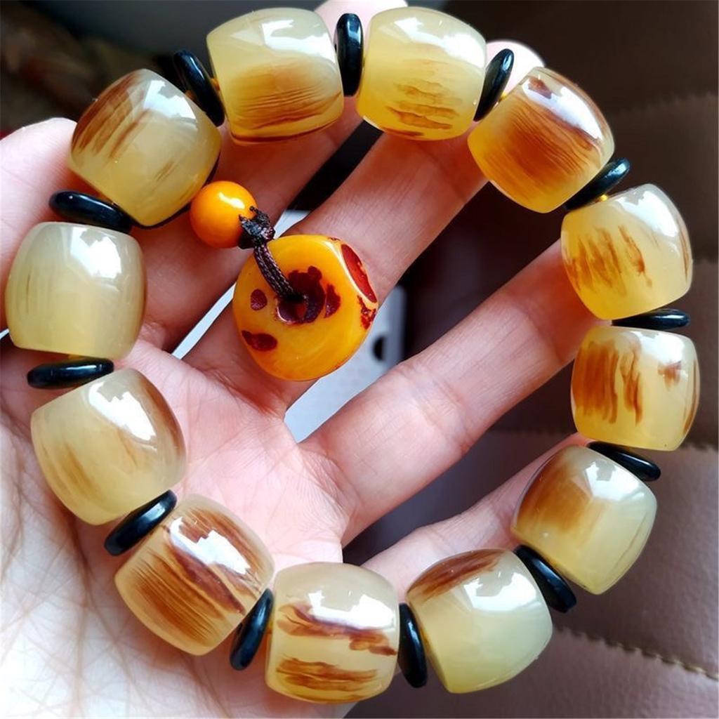 Serenity Glass Bead Tibetan Bracelet Meditation Buddhist Handchain Elastic Fit Wristchain for Daily Spiritual Calmness