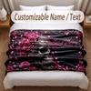 Skull Gothic Theme Soft Blanket Personalized Custom Name Text Print Warm Blanket Home Sofa Bedroom Decor