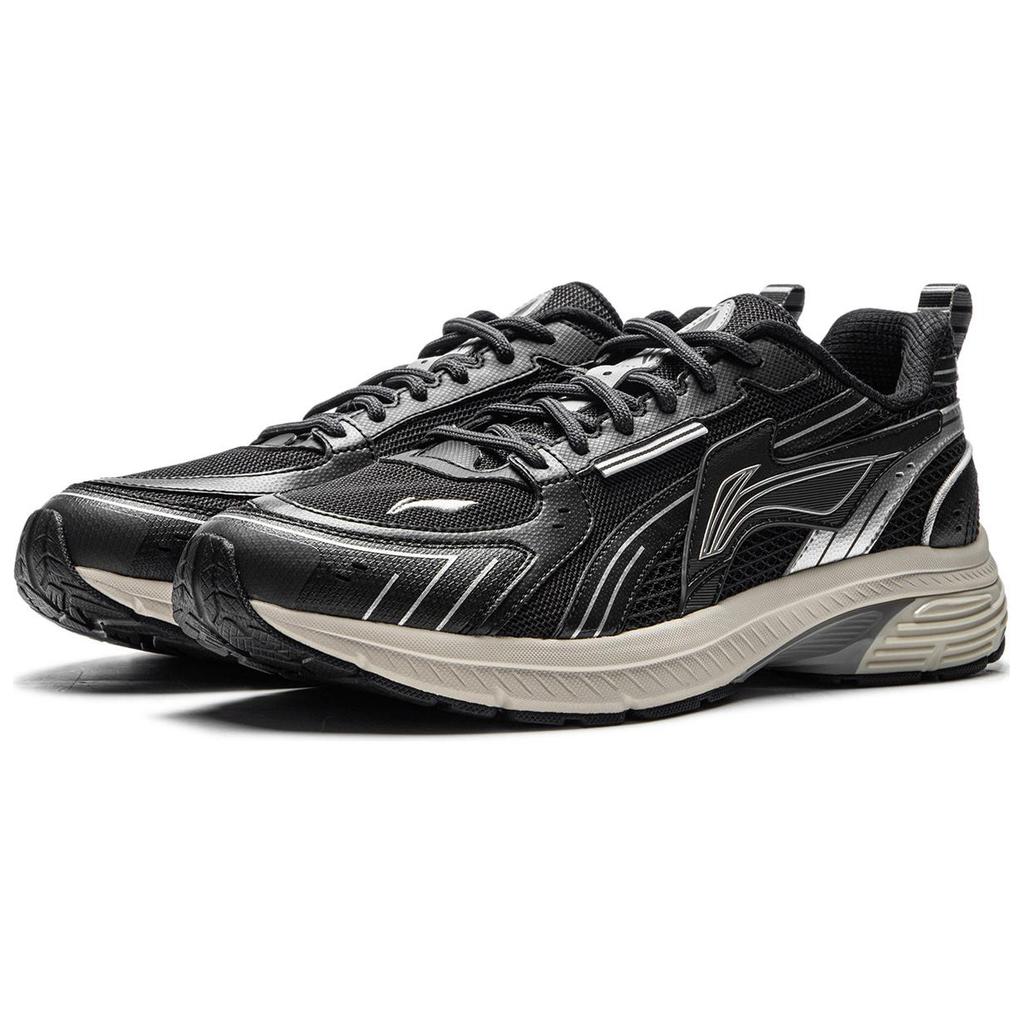 Li Ning Fuyiao 1.5 Fabric Cushioning Slip Resistant Abrasion Resistant Low Top Running Shoes Men's Night Black ARXU013-4