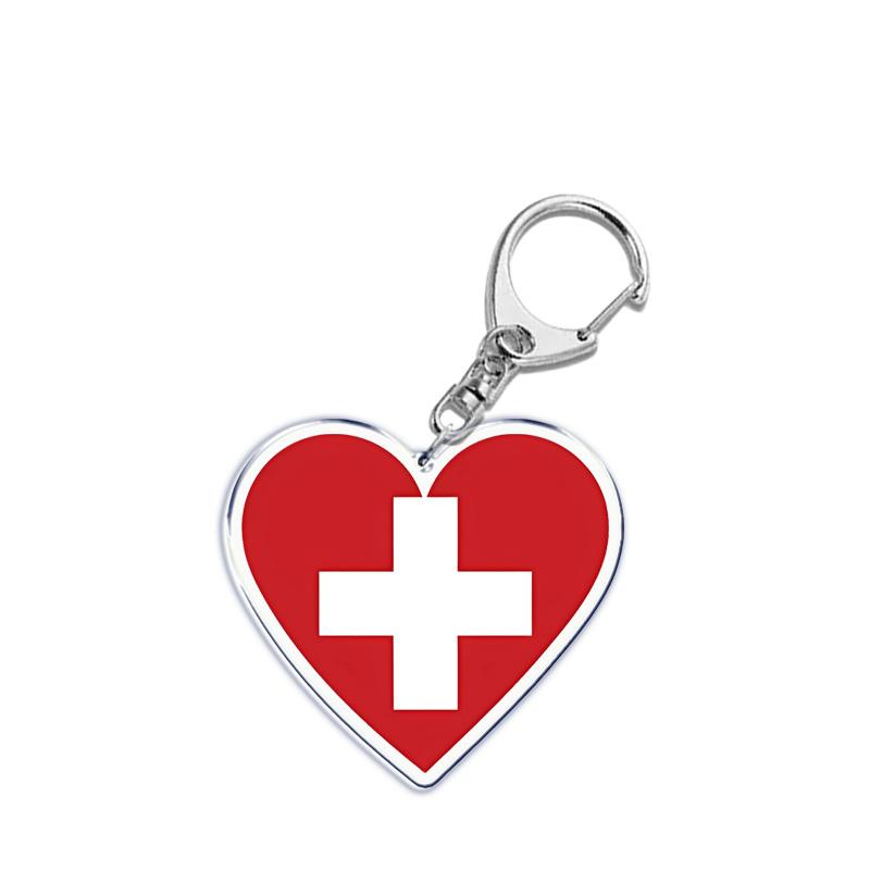 France Scotland Germany Country Love Heart Keychains Ring for Accessories Bag Pendant Key Chain Llaveros Ewelry Fans Gifts