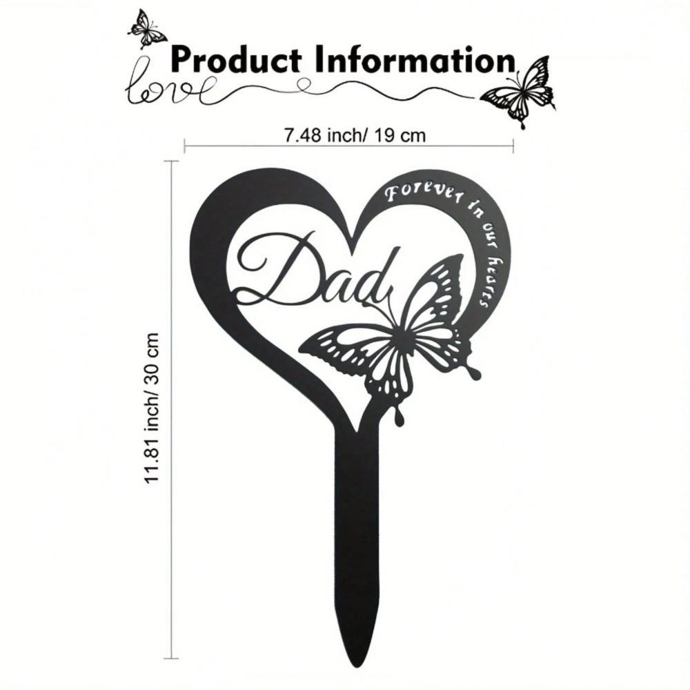 Metal Garden Stake Memorial Butterfly Plaque Grave Decoration Dad