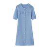 Kaslead New Arrival Women's Clothing Fashion Style Fashion Minimalist Two-Color Knitting Short Sleeve Button Dress Sweater