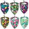 ADOGGYGO Summer Hawaii Dog Bandana, 6 Pack Flamingo & Fruit Pattern Triangle Summer Bandanas for Medium Large Dogs Pets (Large)