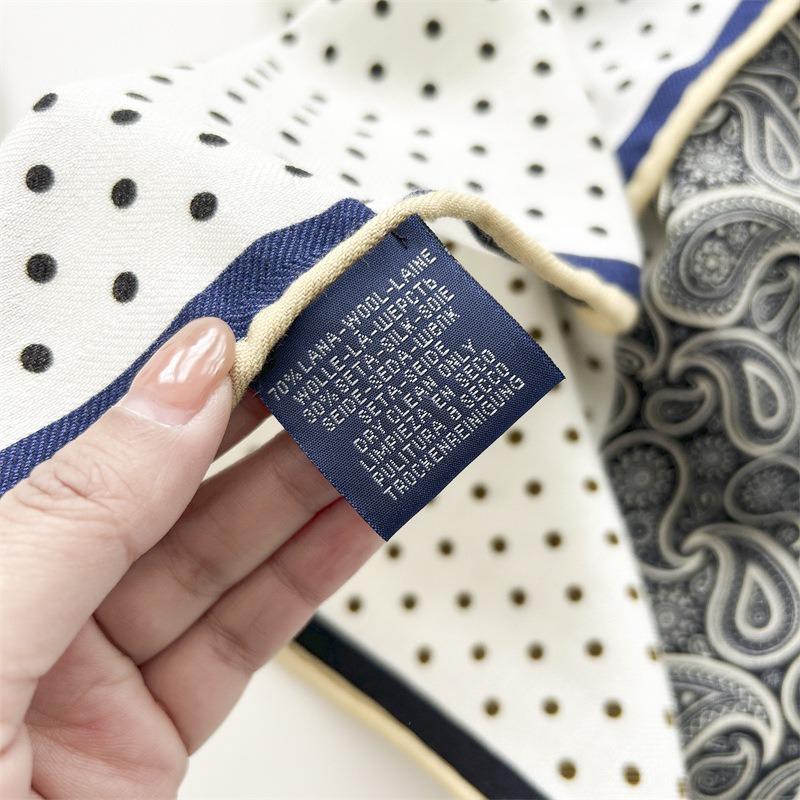 Fashion versatile wool silk square scarf spring and autumn light luxury high-end scarf women's shawl high-end shawl scarf dual-purpose