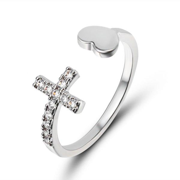 

Trendy Minimalist Gold Color Cross Rings Geometric Double Layer Open Adjustable Finger Ring For Women Party Wedding Jewelry Gift