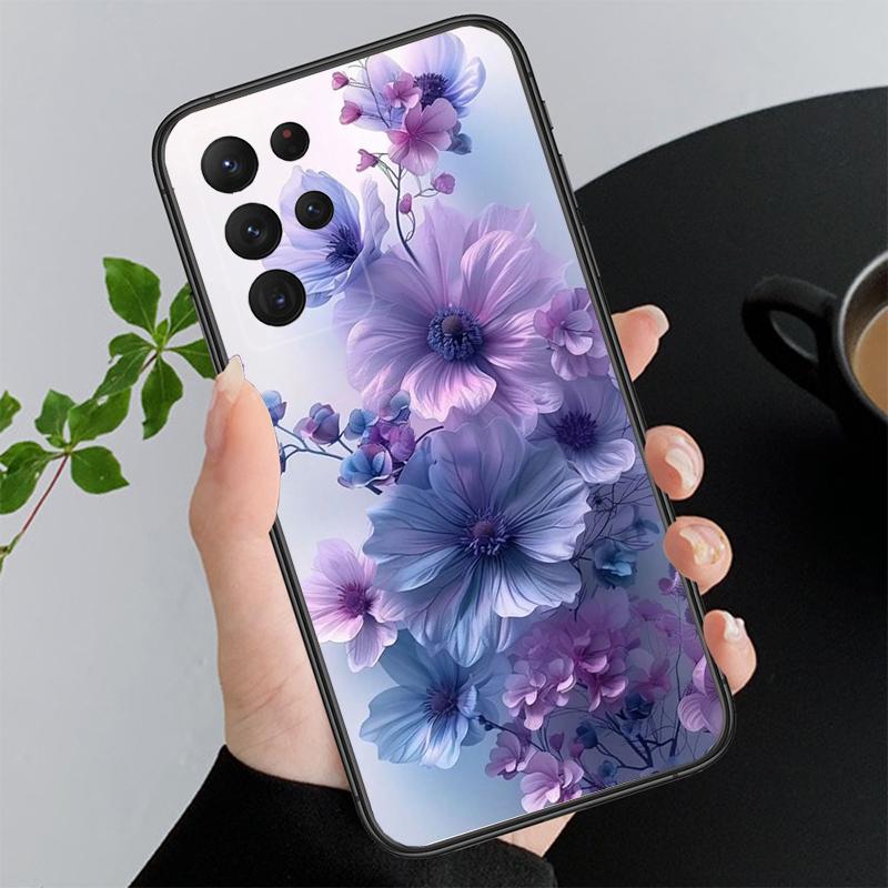 Purple Flower Rose Peony Cherry Phone Case For Samsung Galaxy S26 S25 S24 S23 S22 Ultra S23 S22 S25 Plus S24 FE S26Edge