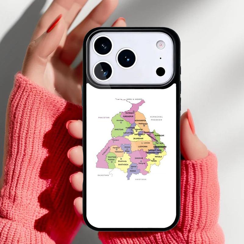 Punjab Map Outline soft Phone Case for iPhone 17 Air 16e 15 14 13 Pro Max Back Cover for 12 11 Pro Coque