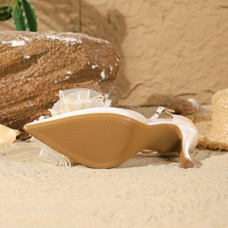 Fashion Luxury Rhinestone String Bead Decorative Brand Pumps Women Sweet Bow Ankle Buckle Designer Shoes Elegant Wedding Bridal Shoes