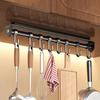 Wall Mounted Pull Out Utensil Hanging Rack Multi Hooks Sliding Rail Hooks  Spatula Spoon