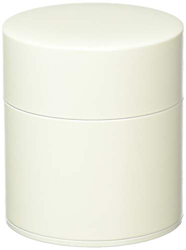 

Nichi Nichi Dougu Tea Caddy, Lacquered Flat Can, 150g, Steel, Made in Japan, Eggshell White