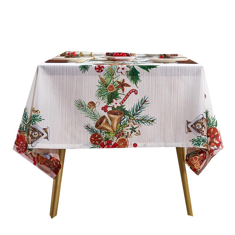 Christmas Bell Print Tablecloth Fashion American Style Holiday Table Cover Elegant Home Festival Party Decoration Table Cloth