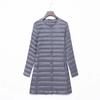 New down jacket women's light, medium and long fashion and thin white duck down button-down round neck warm jacket