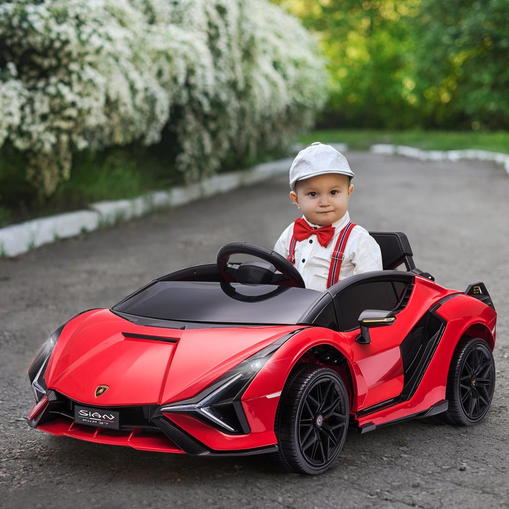 Auto Elettrica per Bambini 12V Auto per Bambini con Telecomando 2.4G, 2 Motori, Veicolo per Bambini con Clacson, LED, Musica, Veicolo Elettrico per Bambini 3-5 Anni, Rosso