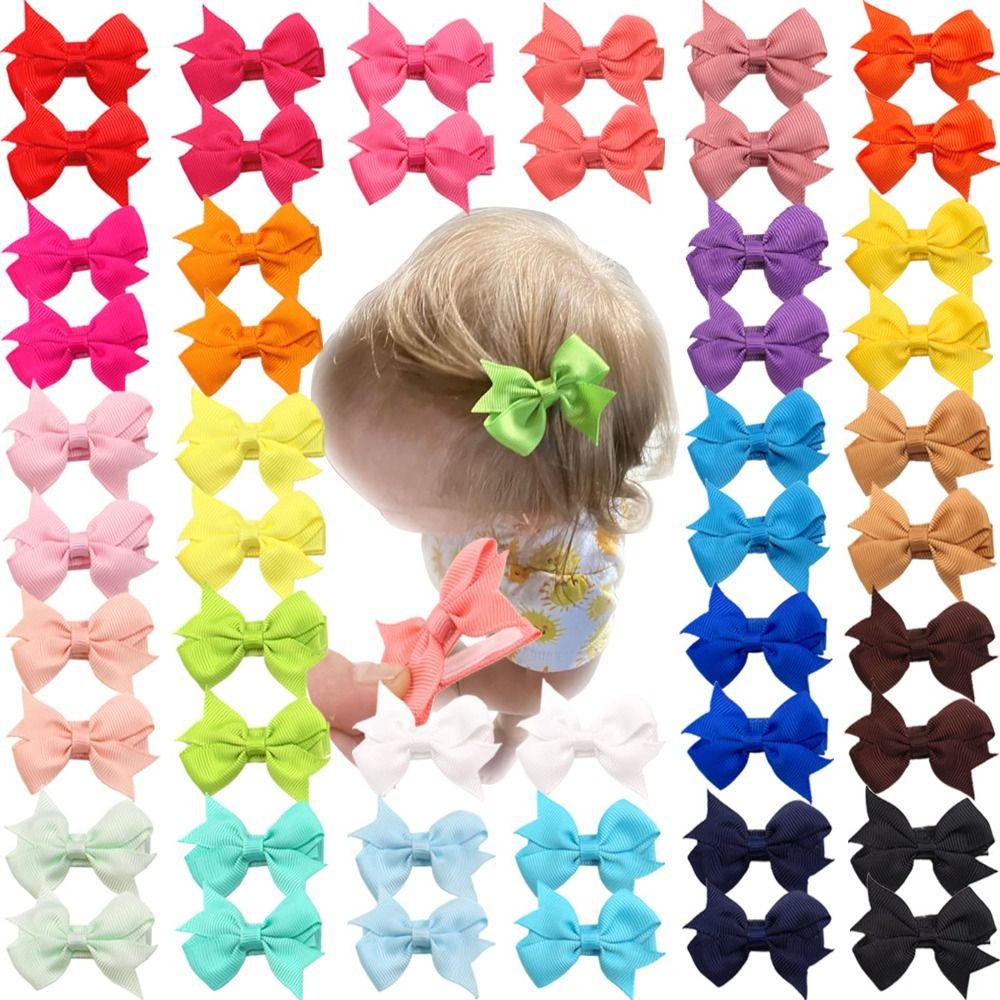 30Pcs Metal Clips Hair Bows Fully Lined Hair Accessories Lovely Children Hair Accessories For Kids