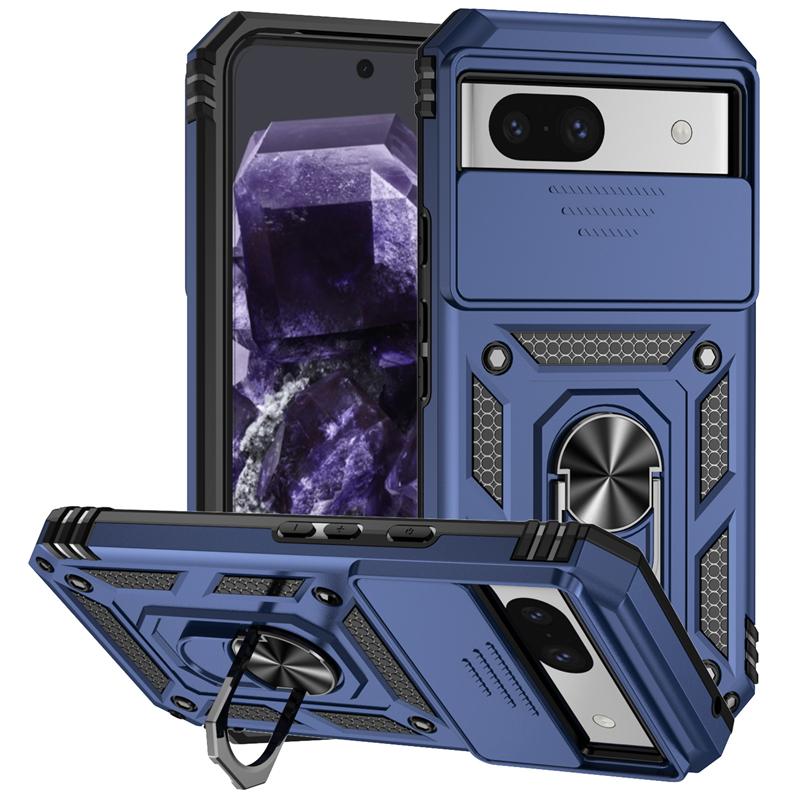 For Google Pixel 8A Case Car Magnetic Holder Ring Phone Case For Google Pixel 8 9 Pro Slide Camera Shockproof Armor Back Cover