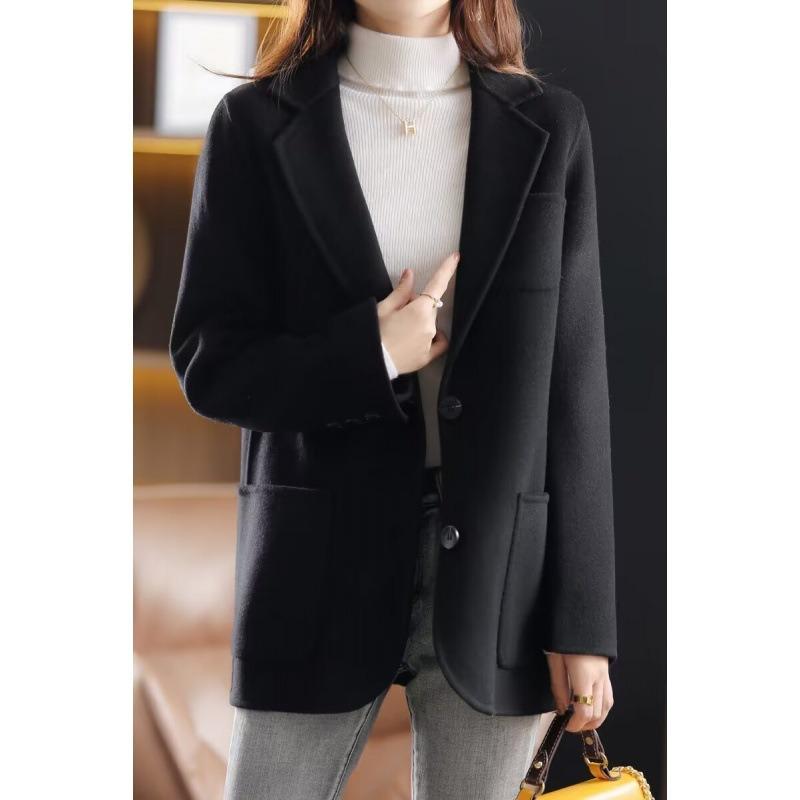 Palton Scurt din Lână Stil Coreean Femei Croială Slim Fit Toamnă Iarnă