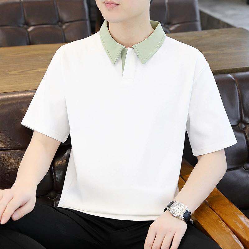 

Рубашка поло с лацканами большого размера, футболка с коротким рукавом, мужская летняя футболка высокого качества L