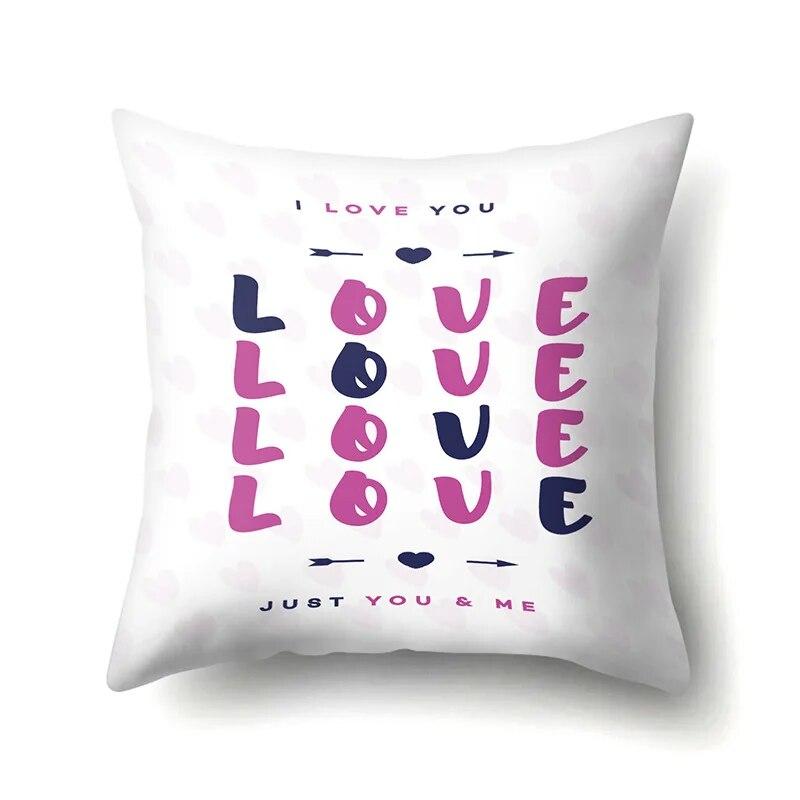Valentine's Day Letter Love Pattern Printed Pillow Cover Sofa