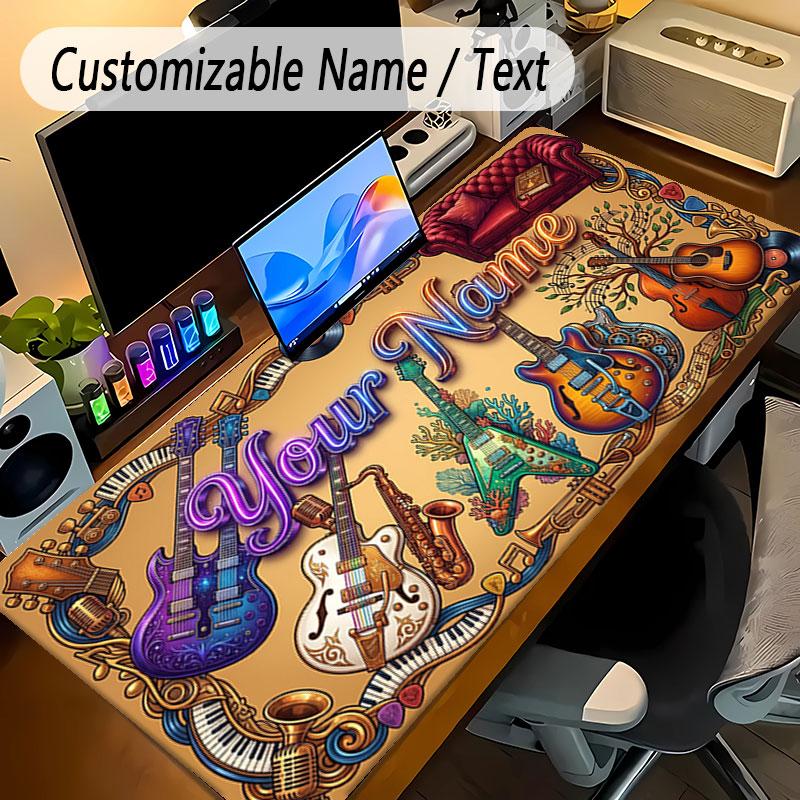 Music Theme Personalized Mouse Pad Custom Name Text Non Slip Desk Pad For Laptop Office Desktop