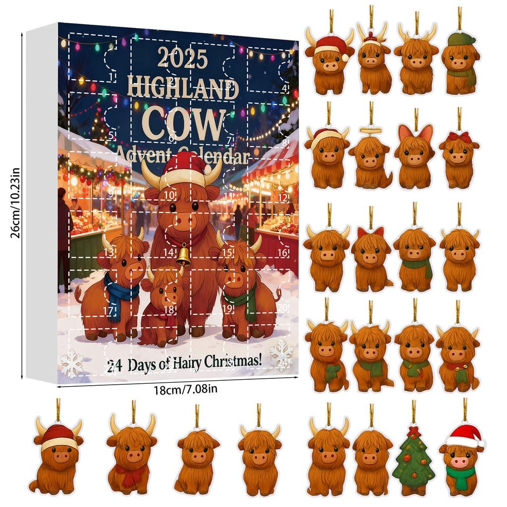 

Christmas Blind Box Highland Cattle Style Acrylic Festive Decorations For Christmas Tree And Celebration StyleA