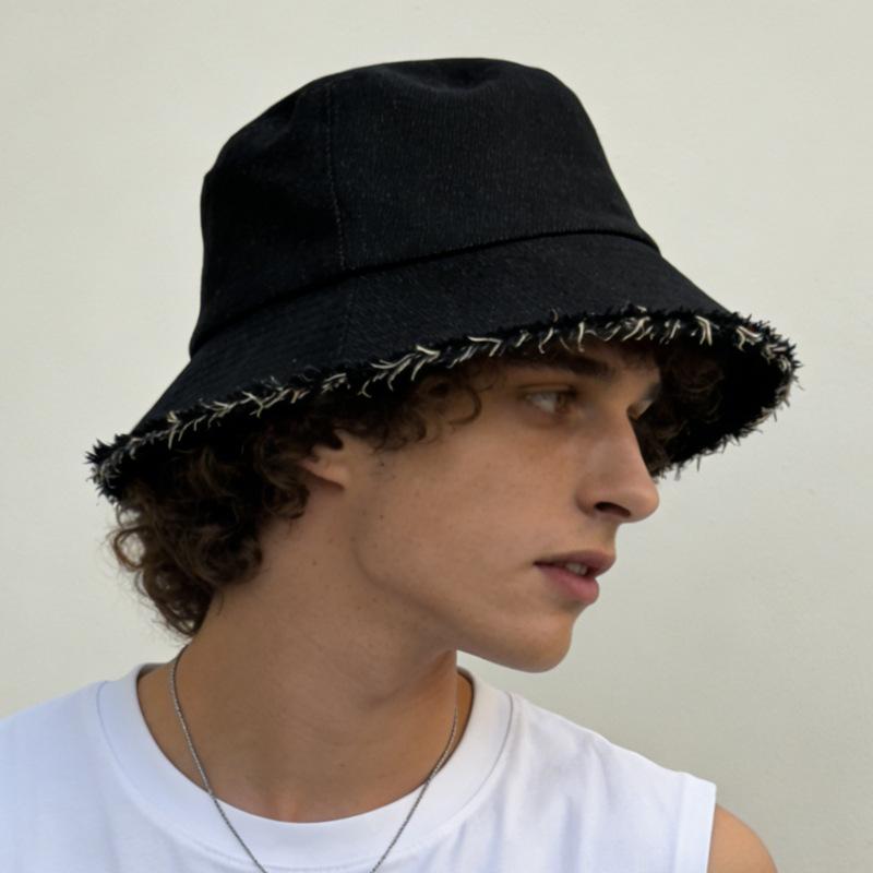 Korean Retro Washed Denim Bucket Hat Adult Sun Protection Large Head Circumference