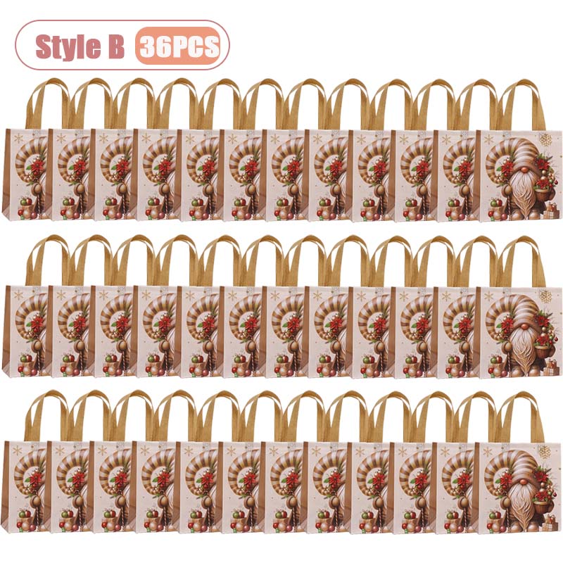 12-36PCS Christmas Tote Bag Gold Waterproof Foldable Large Capacity Shopping Bag Reusable Holiday Gift Bag for Party Supplies