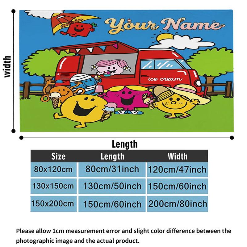 1PC Mr. Men Little Miss Custom Name Patterned Flannel Blanket Suitable For All Seasons for Home Decor Warmth and Comfort Gifts Holiday Present