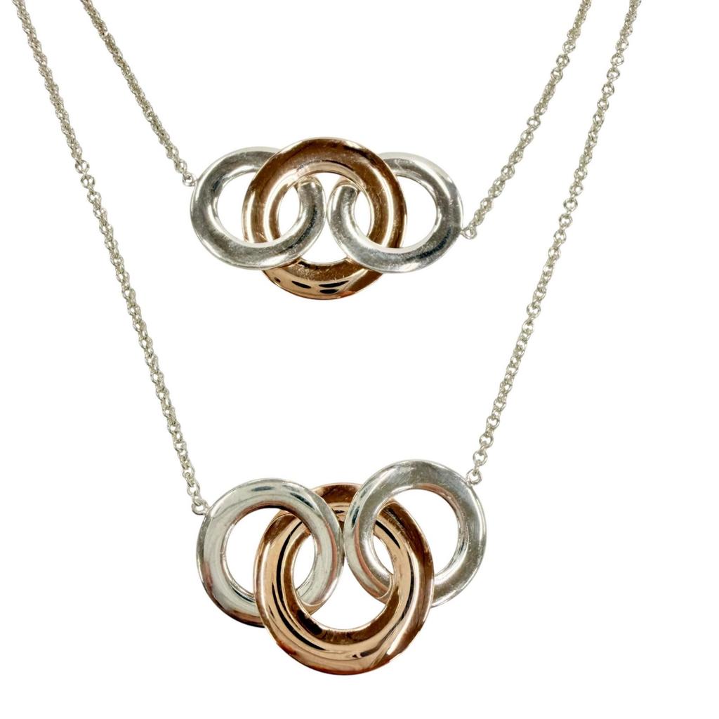 Great TIFFANY&Co. Necklace 1837 Interlocking Multi Circle Long Necklace SV925 Used