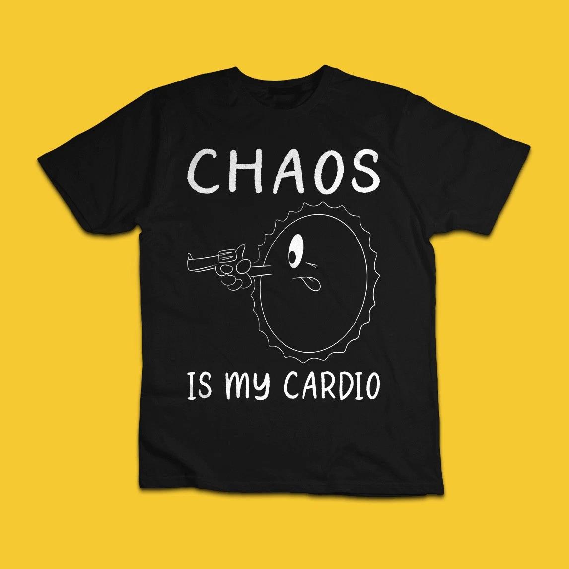 Funny Chaos Is My Cardio Running Wheel Graphic T-Shirt 3XL