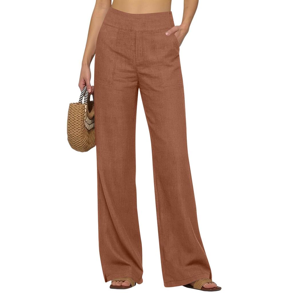 Women's Casual And Fashionable Color Loose Pants With Pocketes