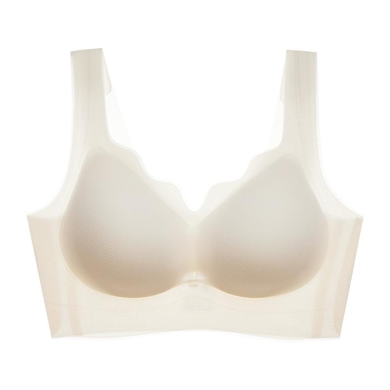 

Traceless comfortable Shimei back bra, breathable and thin in summer, nude feeling gathered, small chest, shockproof bra cover. M(recommended 45-52.5kg ) белый