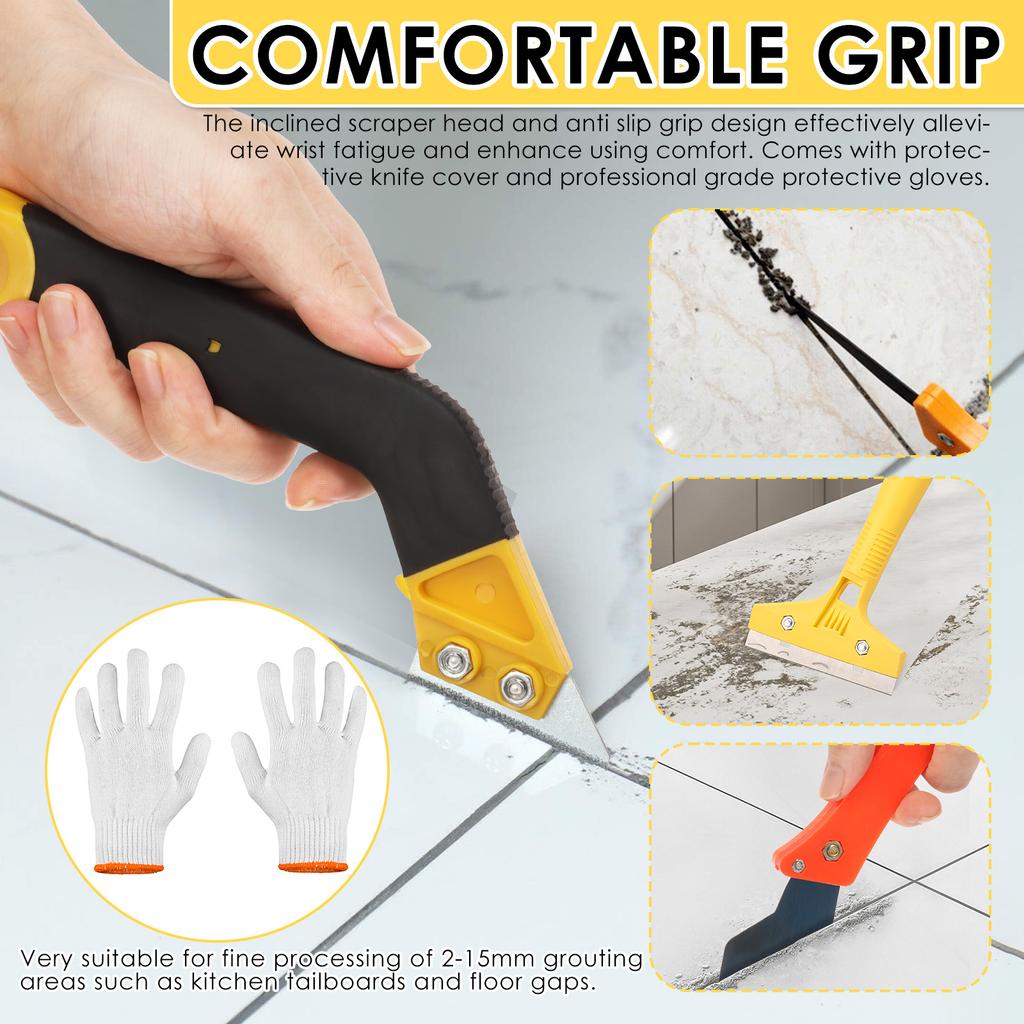 Grout Removal Tool Kit Efficient Tile Grout Cleaner with Hook Knife Serrated Knife and Blades for Floor Tile Cleaning Tile Grout