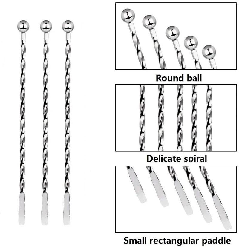Gold Stainless Steel Stirrers 7.5 Inch Stir Sticks with Small Rectangular Paddles for Stirring Coffee Beverages Swizzle Stick