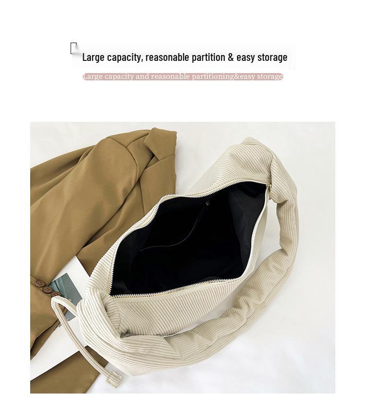 Trendige Cord Schultertasche mit Falten für Damen - Kollektion 2025