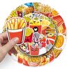 50pcs Cartoon French Fries Stickers: Fast Food Graffiti, Waterproof Decoration for Water Bottles and Refrigerators.