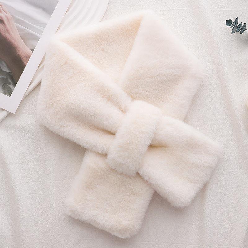 Korean-Style Faux Rabbit Fur Thick Winter Scarf - Super Warm & Stylish Neck Warmer
